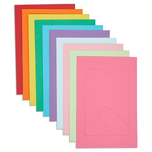 Juvale 50 Pack Colorful 4x6 Paper Picture Frames, Cardboard Photo Easels for DIY, Classroom Crafts, 10 Rainbow Colors Juvale