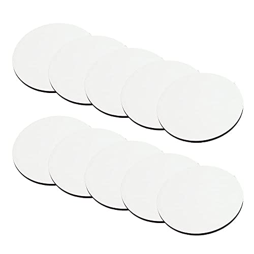 MR.R 10 Pieces Sublimation Blanks Round Cup MDF Coasters, Raw Wood Back Hardboard Sublimation Coasters Blanks,Absorbent Heat Transfer Cup Coasters MR.R
