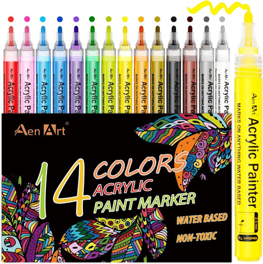 Paint Pens for Rock Painting, Acrylic Paint Markers for Card Making Craft Stone Ceramic - WoodArtSupply