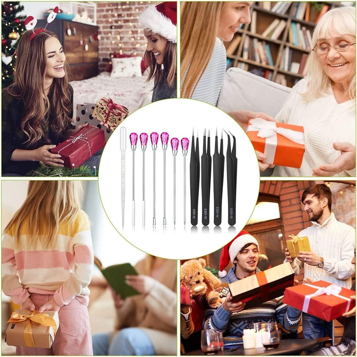 11 Pcs Silicone Resin Mold Tools Set Stirring Needle Spoon Tool Tweezers Precision Kit, Anti-Static Electronics Tweezers Set for Resin Art WoodArtSupply