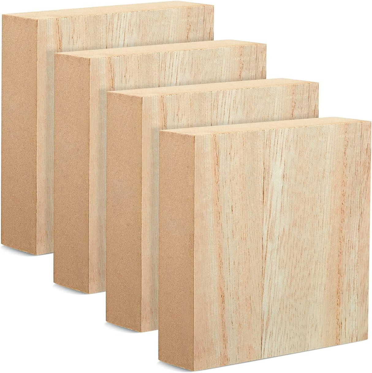 Unfinished MDF Wood Blocks for Crafts, 1 in Thick Wooden Square Blocks (4X4 In, 4 Pack) WoodArtSupply
