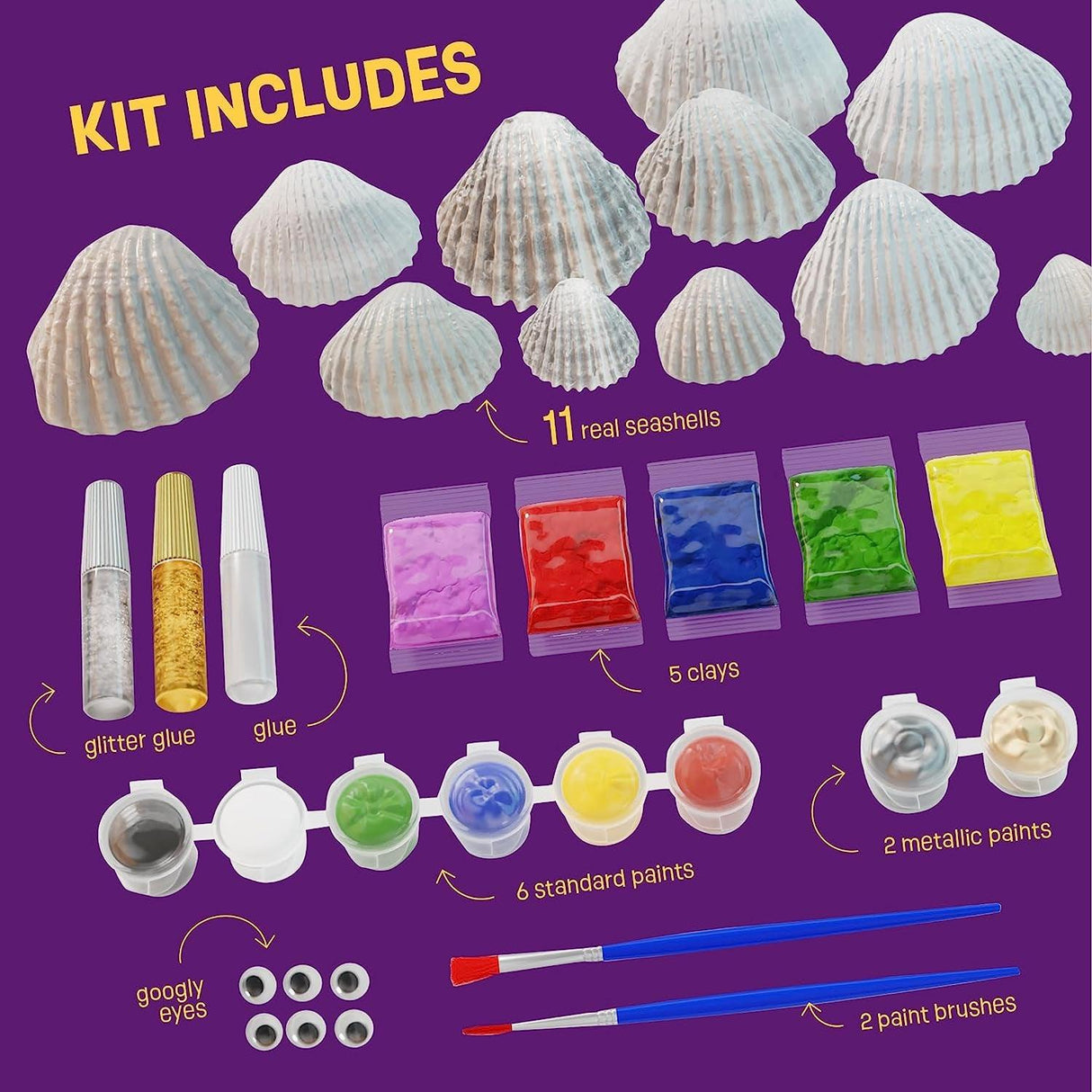 Kids Sea Shell Painting Kit - Arts & Crafts Gifts for Boys and Girls Ages 4-12 - Craft Activities Kits WoodArtSupply