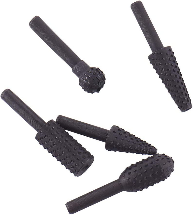 Rotary Drill Bits Set Wood Carving File Rasp Drill Bit of 5Pcs, 1/4" 6Mm Shank Tool Power Tools Woodworking Chisel Shaped Rotating Embossed Grinding WoodArtSupply