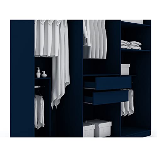 Manhattan Comfort Gramercy 3-Sectional Wood Wardrobe Armoire Closet in Blue Manhattan Comfort