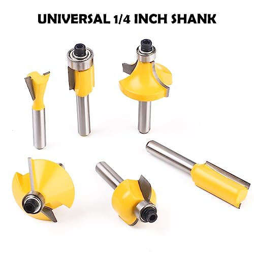 UTRUSTTO Router Bits 25 Pieces, 1/4 Inch Shank Tungsten Carbide Router Bit Set, for Professional and Beginners Carpenter UTRUSTTO