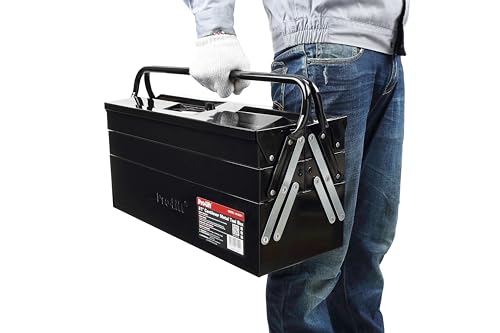 Pro-Lift Steel Tool Box – 21-inch 5-Tray Cantilever Metal Toolbox Portable with Handle – Heavy Duty Metal Latch Closure Carry Storage Box Tools Pro-LifT