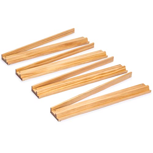 Yellow Mountain Imports 18-Inch Natural Pine Wooden Mahjong Racks with Pushers - Set of 4 (Racks with Pushers Only) Yellow Mountain Imports