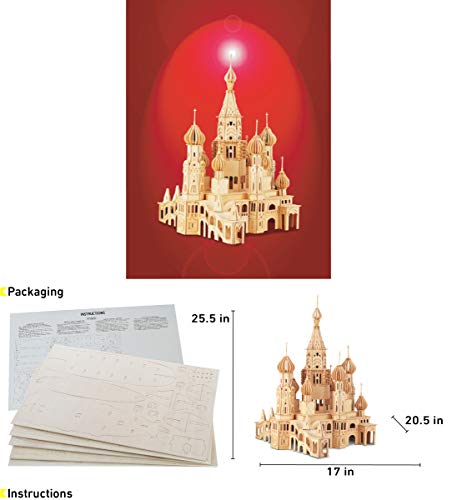 Puzzled 3D Puzzle St. Petersburg Church Wood Craft Construction Model Kit, Educational DIY Wooden Toy Assemble Model Unfinished Crafting Hobby Puzzle Puzzled