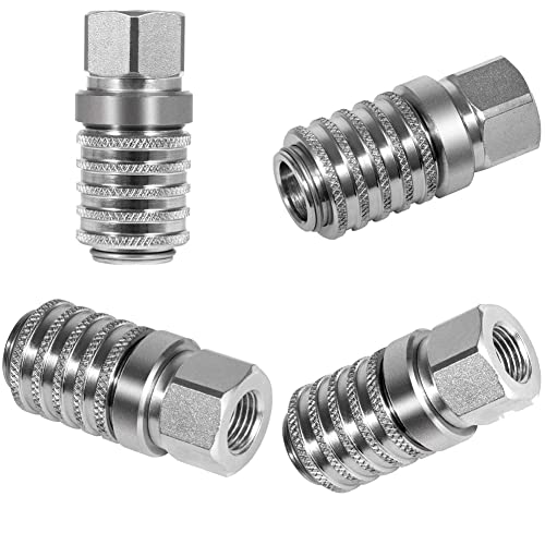 PD242 Series PD Steel Test Port Quick Coupler for Diagnostic Equipment Internal Pipe with Female Pipe Thread, 1/8" Body Size, 1/4"-18 NPTF Thread VISVIC