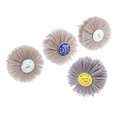 Mtsooning 4PCS Nylon Wheel Brush, Polish Grinder Brush 80, 120, 180, 240 Grit, Abrasive Grinding Head with Threaded Shank for Removing of Corrosion Mtsooning