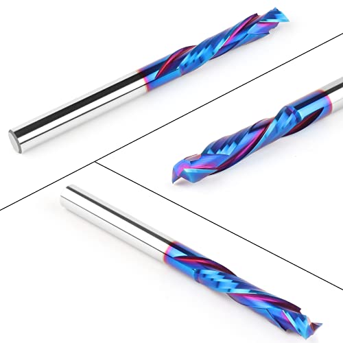 EANOSIC Compression Spiral Router Bits 1/4" Shank,1-1/4" Cutting Length, Extra Long 3 Inch, Carbide UP Down Cut CNC Router Bits End Mill for Wood EANOSIC