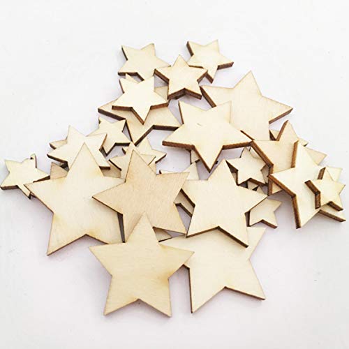Sewroro 200pcs Wooden Stars Unfinished Wood Star Pieces Mini Unfinished Wood Craft Star Craft Wood for Making Wedding Crafts Sewroro