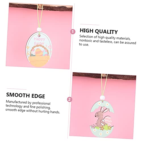 Ciieeo 1 Set 8 Pcs Easter Hanging Ornaments Basket Gift Handmade Gifts Hand Molding Kit Easter Bunny Cutout Easter Wooden Ornament Wooden Rabbit Ciieeo