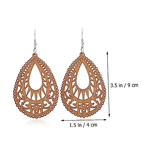 NOLITOY 8 Pairs Wooden Geometric Earrings Boho Earrings Dangle Earrings African Drop Earrings Bohemian Earrings Hollow Wooden Earrings Bohemian Drop NOLITOY