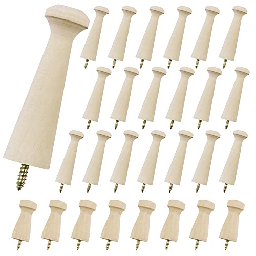 Panesor 28PCS Wooden Shaker Pegs, Solid Unfinished Wood Shaker Racks for Hanging Coat Hat Bags and More DIY Paint Color（3.2 in, 20 PCS, 2.3 in,8 PCS