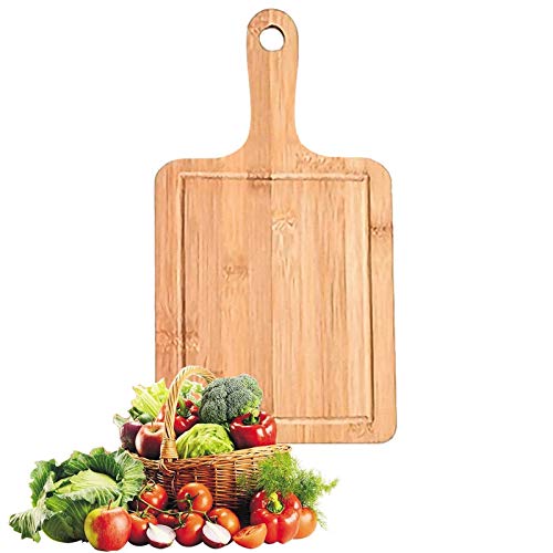 Guojanfon Bamboo Cutting Board Set 3PCS,Meat Chopping Boards,Pizza Peel Paddle with Handle for Homemade Baking Pizza Bread Cake Fruit Vegetables Guojanfon