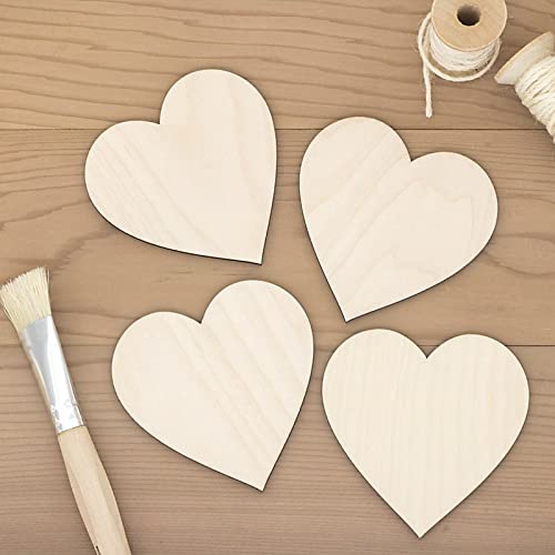 NINGWAAN 100 PCS 3 Inch Wooden Heart Cutouts, Unfinished Wood Heart Slices, Heart Shaped Wooden Ornaments for DIY Crafts Projects, Wedding, Valentine WoodArtSupply