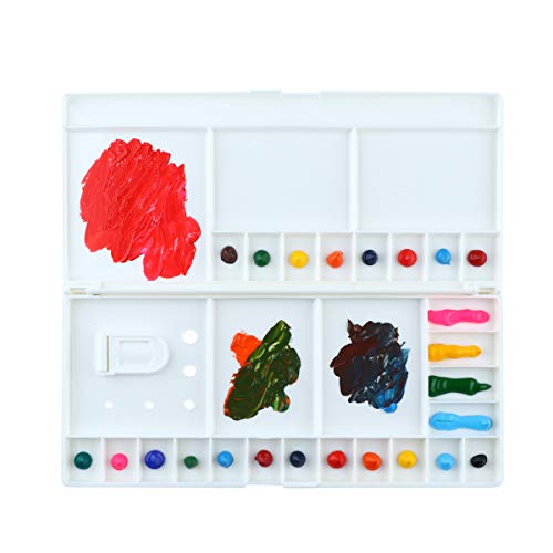 Transon Large Paint Palette Box 29 Color Mixing Wells with 1 Liner Brush TRANSON