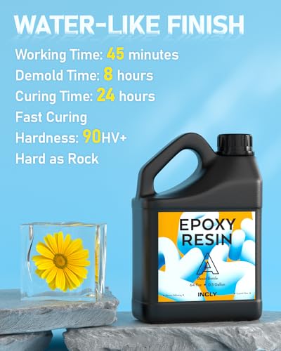 INCLY 1 Gallon Crystal Clear Epoxy Resin Kit, Bubbles Free & No Yellowing Resin Supplies Coating Casting Resin for Jewelry Making, DIY Art Crafts, INCLY