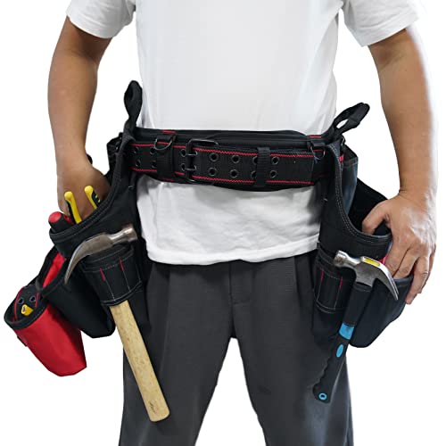 MELOTOUGH Padded Tool Belt with D ring for men construction Strong Durable Double Metal Roller Buckle,adjustable waist 33'-47 'thick confortable foam MELOTOUGH