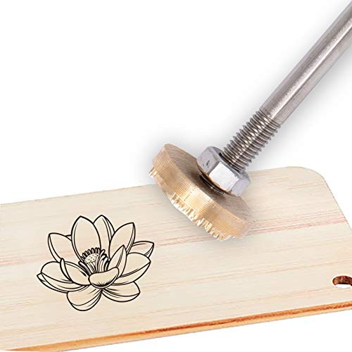 Lotus Pattern Wood Branding Iron with Wooden Handle - 1.2” Stamp for Leather, Wood & BBQ SUPERFINDINGS