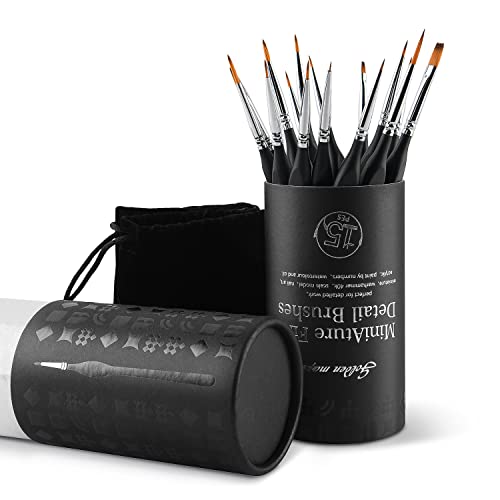 Miniature Paint Brushes, 15PC Model Brushes Micro Detail Paint Brush Set, Fine Detailing for Acrylics, Oils, Watercolors & Paint by Number, Citadel, golden maple