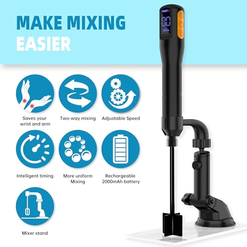 Mlife Upgraded Resin Mixer, Epoxy Resin Electric Stirrer, Paint Mixer & Timed Epoxy Resin Mixer for Epoxy Resin,Silicone Mixing, Resin Molds, DIY Mlife