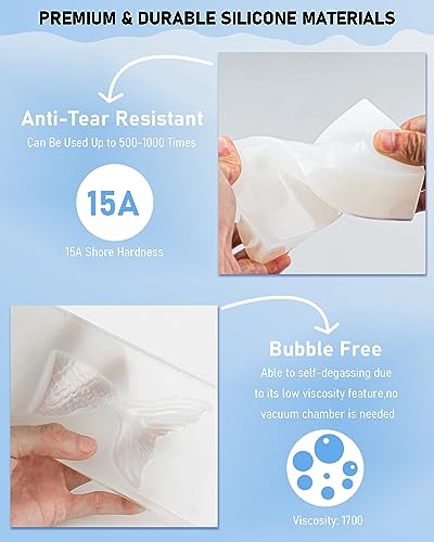 Nicpro 74oz Silicone Mold Making Kit, Platinum Liquid Silicone Rubber for Mold Maker, Translucent Flexible & Food Safe Mix Ratio 1:1 for Casting 3D Nicpro