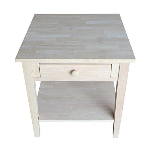 IC International Concepts Spencer End Table, 24 in W x 24 in D x 25 in H, Unfinished IC International Concepts