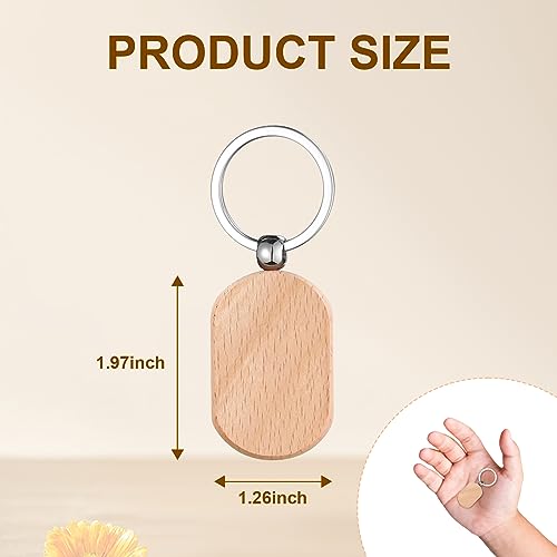 Voittozege 100 Pcs Wooden Keychain Blanks Wood Key Chain Bulk Rounded Square Wooden Blank Keychains Unfinished Blanks Wood Keychains Blank Wooden Key Voittozege