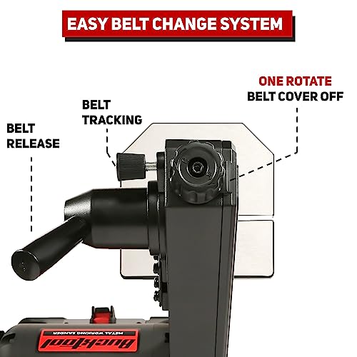 Bucktool Low Speed Bench Belt Grinder Combo, 2.1A 1x30 inch Belt & 6 inch Grinder, 1/3 HP Low Speed Bench Belt Disc Sander Combo for Knife Making, Bucktool