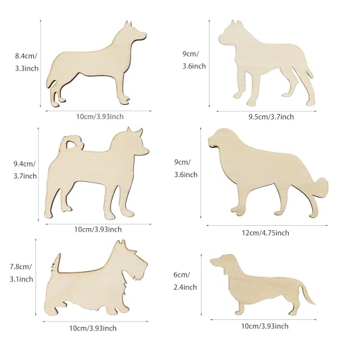 30 Pack Dog Wood Cutouts for Crafts Unfinished Wooden Dog Puppy Paint Crafts Wooden Animal Hanging Ornaments DIY Dog Craft Puppy Gift Tags for Home