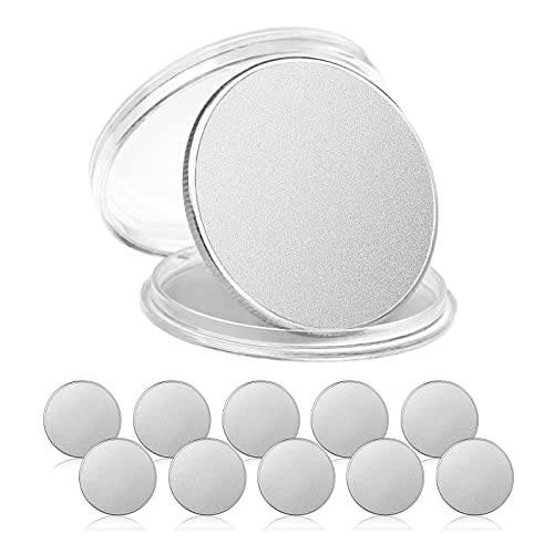 SINBRLAI 10 Pcs Blank Challenge Coin, Engraving Blanks Coins, Zinc Alloy Silver Plated 40mm Diameter with Acrylic Protection Box for DIY Crafts SINBRLAI