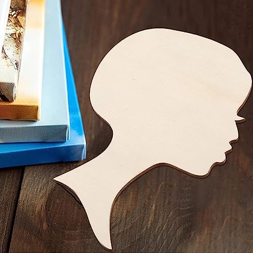 SAFIGLE 12pcs Painting Wood Chips Wooden Wreath Cutout Wood Slices African Girl Art Cutout Crafts for Women Unfinished Wood Cutout Wood Crafts SAFIGLE