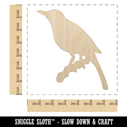Bird on Branch Solid Unfinished Wood Shape Piece Cutout for DIY Craft Projects - 1/4 Inch Thick - 6.25 Inch Size Sniggle Sloth