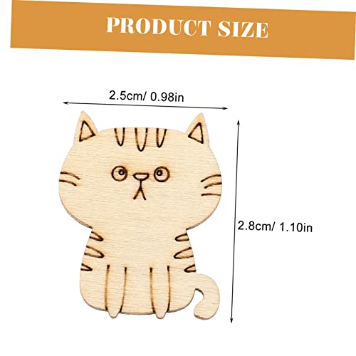 Hohopeti 100pcs Blank Labels Wooden Animal Toys Wooden Crafts Cat Gift Tags Wooden Cat Discs Wooden Craft Shapes Unfinished Cat Cutout DIY Wooden Hohopeti