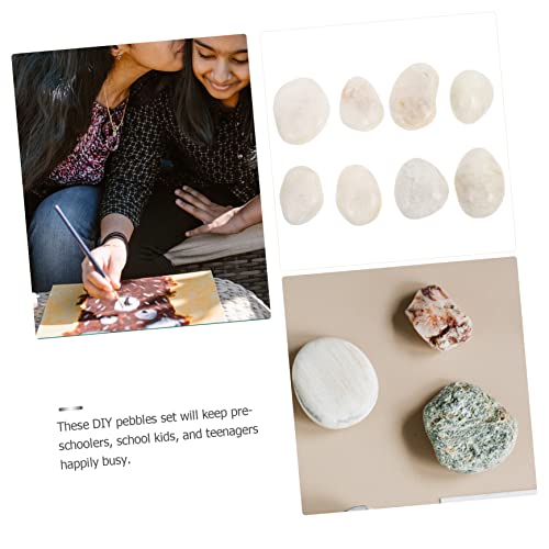 EXCEART 8pcs Painting Stone White Decor River Rocks Smooth Painting Rocks Painting Kindness Rocks Bundle River Kids Decor Painting Pebbles EXCEART