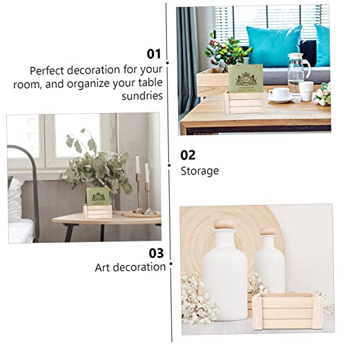 FUNOMOCYA 1pc Wooden Desktop Storage Basket Wood Desk Containers for Fruit Rustic Storage Bins Table Organizer Wood Nesting Storage Box Rustic Wood FUNOMOCYA