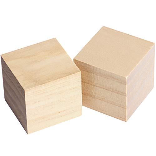 HOZEON 60 PCS 2 Inches Wooden Cubes, Natural Unfinished Wood Blocks, Strong and Durable Wood Square Blocks for Painting, Puzzle Making, Decorating, HOZEON