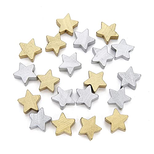 Anneome 100 Pcs Wood Star Beads Star Bead Charms Bracelet Wood Beads Wood Earring Finding Wood Star Spacer Beads Loose Wooden Bead Wood Beads for Anneome