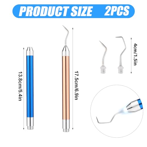 2pcs Weeding Pen for Vinyl, Craft Weeding Tool with Led Light 2 Styles Pin and Hooks Vinyl Tool Kit for DIY Paper Iron on Projects Silhouettes PEUTIER