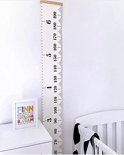 MinoMia Kids Growth Chart, Wood Frame Fabric Canvas Height Measurement Ruler from Baby to Adult for Child's Room Decoration 7.9 x 79in (7.9 x 79in, MinoMia
