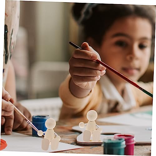 Tofficu 8 Pcs Wooden Figures Unfinished Peg People Wooden Jointed Figure Unfinished Wooden Figurines Wooden Peg People Wood Human Figure Model DIY Tofficu