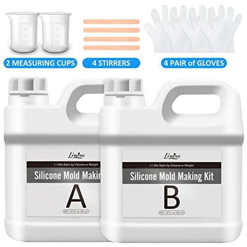 Silicone Molds Making Kit - .5 Gallon Translucent 15A Liquid Silicone Rubber for Mold Making - 1:1 Mixing Ratio Fast Curing Molds Making Silicone for Limino