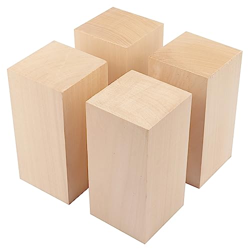 6 Pack Basswood Carving Blocks, 6x3x3 Inches Basswood Blocks for Beginner to Advanced Carvers, Ideal for DIY Projects and Gifts, Soft and Smooth, GNIEMCKIN