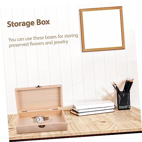 VOSAREA 2 Sets 2pcs Solid Wood Storage Box Makeup Organizer Unfinished Jewelry Organizer for Women Sundries Container Retro Style Container Treasure VOSAREA