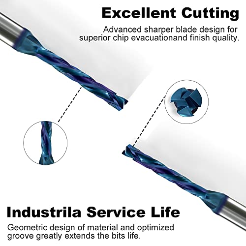 XDENGP 3 Flute Up&Down Cut Compression Spiral Router Bit for CNC, 1/8" Cutting Diameter, 3/4" Cutting Length 1/4" Shank with NACO Coated Carbide End XDENGP