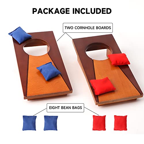 GSE Mini 10"x5" Tabletop Cornhole Toss Game Set with 8 Bean Bags, Wooden Desktop Cornhole Game Set for Travel, Office Desk. Mini Bean Bag Toss Game GSE Games & Sports Expert