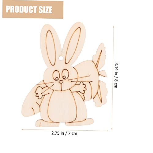 VILLCASE 1 Set Wooden Painting Toy Unfinished Wood Bunny Chips Easter Party Hanging Ornament Blank Wood Bunny Kid Crafts Easter Ornaments Watercolor VILLCASE