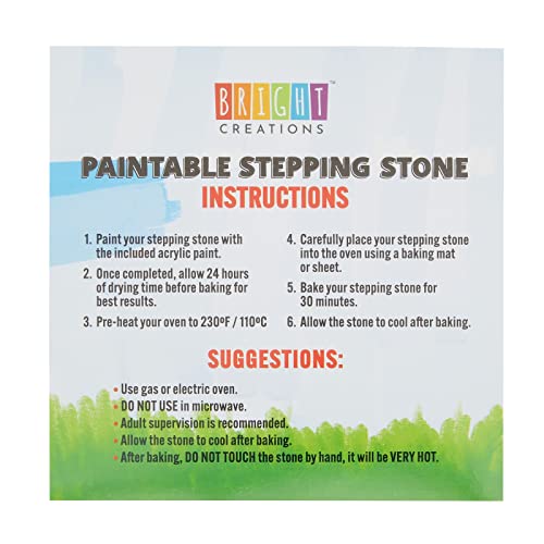 11-Piece 10-Inch Paint-Your-Own Moon and Stars Stepping Stone Kit with 1 Moon and Stars Stone, 8 Paint Pots with 10ml Acrylic Paint Each, and 2 Paint Bright Creations
